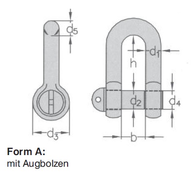 Schäkel mit Augbolzen, gerade Form